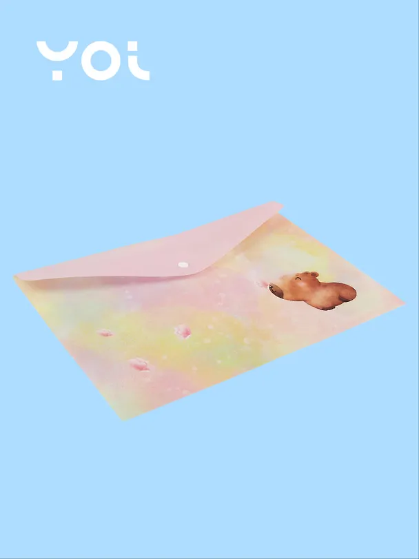 Папка-конверт Yoi, "Капибара с цветочком", на кнопке A4 3024966 — 3
