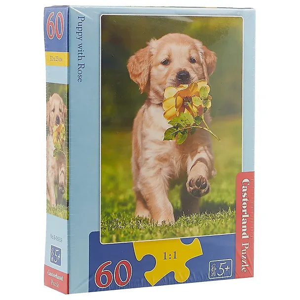 Пазл Castorland MIDI Щенок с розой 60эл, 32*23см В-06939 2576772 — 2