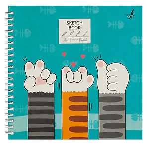 Скетчбук 190*190 40л "Лапки" белый офсет, 120г/м2, тв.обложка, евроспираль