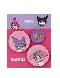 Набор значков Sanrio Мордашки в очках (металл) (1 штука 25 мм, 2 штуки 38 мм)