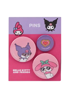 Набор значков Sanrio Мордашки в очках (металл) (1 шт 25 мм, 2 шт 38 мм) 3113092