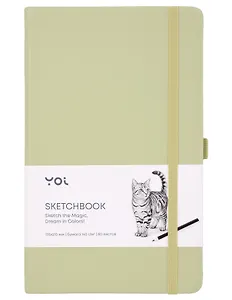 Скетчбук 13*21 80л "Yoi" оливковый, 140г/м2, слоновая кость, тв.обл., Yoi