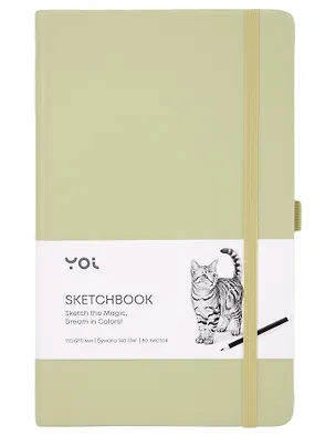 Скетчбук 13*21 80л "Yoi" оливковый, 140г/м2, слоновая кость, тв.обл., Yoi 3144739