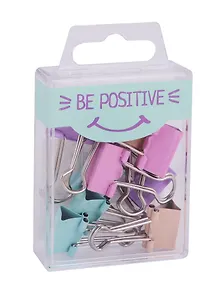 Зажимы для бумаг 19мм 10шт "Be positive" пастельн., пласт.подвес