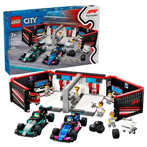 60444 Конструктор детский LEGO City Гараж F1 и машины Mercedes-AMG и Alpine, 678 деталей, возраст 7+