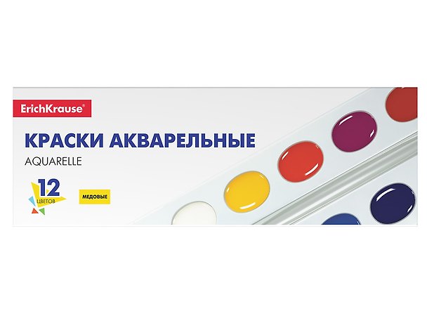 Акварельные краски «Basic» 12 цветов, медовые, Erich Krause 2928518 — 1