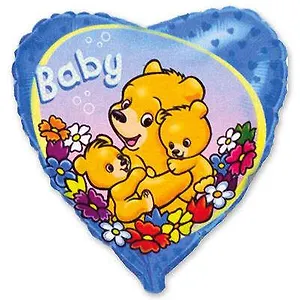 Шар фольгированный Ф18 Baby Мишки на голубом FM в ассортименте