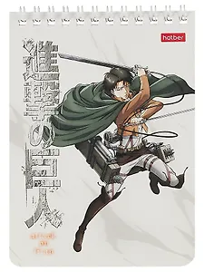 Блокнот А6 40 листов, клетка, "Атака Титанов", гребень, в ассортименте