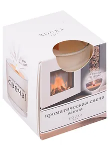 Ароматизированная свеча в стакане Ваниль с фитилем из дерева (8х7) (подарочная упаковка)