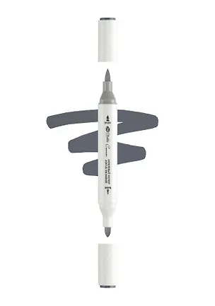 Маркер акриловый "Сонет" серый тёмный, двусторонний, перо кисть/пуля 3121988