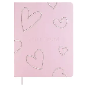 Дневник шк. "Розовые сердечки" кожзам, тв.переплёт, шелкография в одну краску, блинт.тиснение, пантон, одно ляссе, загругл.углы, универс.шпаргалка