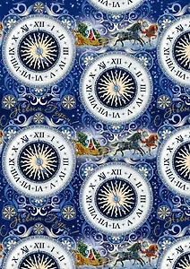 Бумага подарочная 80г/м, 100*70см "Новогодние часы" мелованная с одной стороны, с полноцветным декоративным рисунком 75180