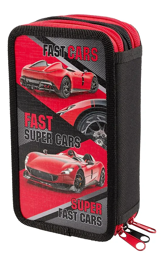 Пенал 3отд. "Red Car" 19*11см, молния, глянц.ламинация, таблица умножения, инд.уп. 3020391 — 2