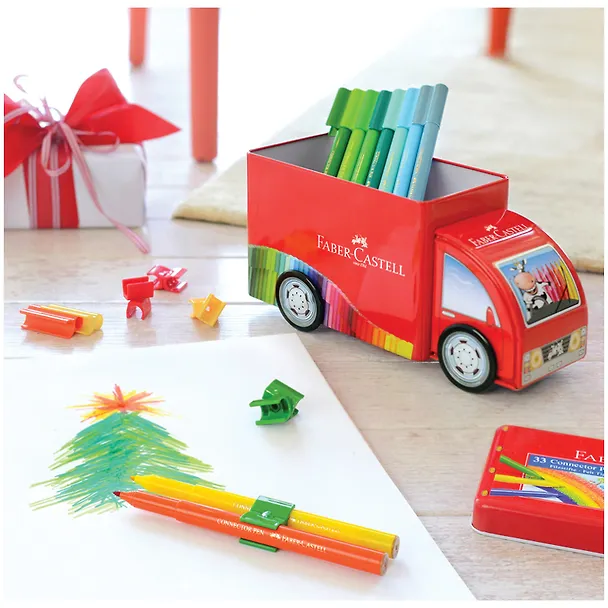 Набор для рисования в боксе «Connector Truck» Faber -Castell, 33 фломастера/10 клипс 3113543 — 8