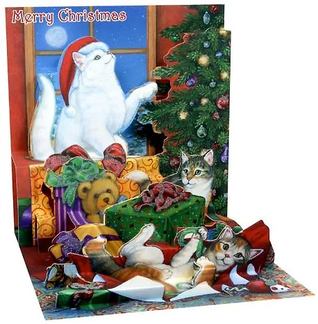 3D открытка Праздничные коты (Festive Felines) (квадрат) (977) 2394803 — 1