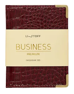 Ежедневник дат. 2025г А6 176л "Business premium. Grand croco" бордо, 7Б, тв.переплет, иск.кожа, обл.поролон, мет.уголки, тонир.блок, цв.торец, справ.мат-лы, ляссе