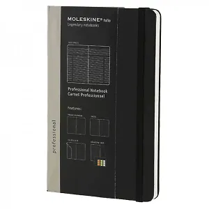Книга для записей А5 96л лин. "Professional" черная, жесткая обложка, резинка, карман, ляссе, Moleskine