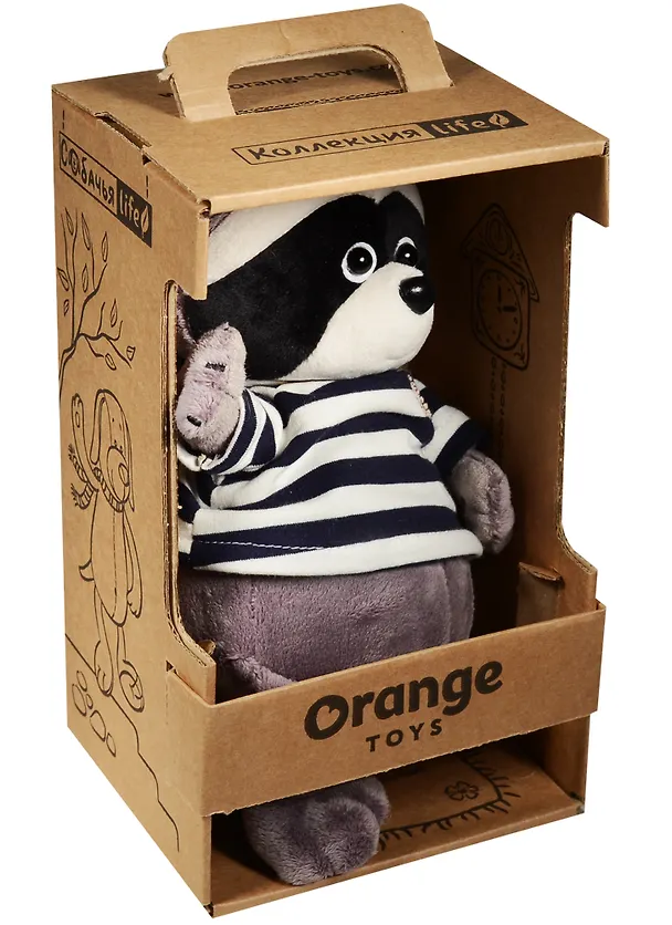 Игрушка мягкая, Orange Toys, Енотик Дэнни в тельняшке, 20см 2563914 — 2