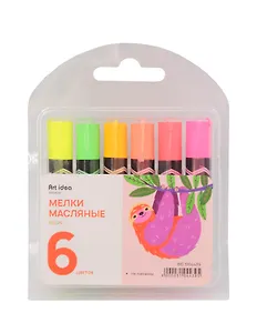 Мелки масляные 06цв "НЕОН", пласт.уп., подвес