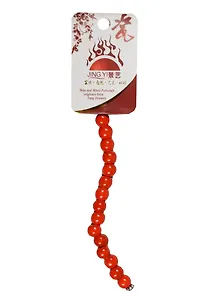 Набор для творчества Бусины керам. на силикон. нити 15шт 8мм B02, моноцвет красный