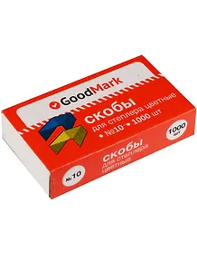 Скобы №10 1000шт цветные, к/к, GoodMark