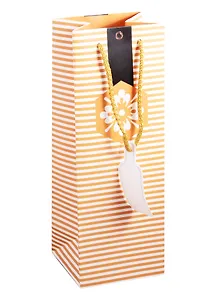 Пакет бутылочный 35*13*10 Орнамент нейтр., бум.мат.ламинат, ассорти