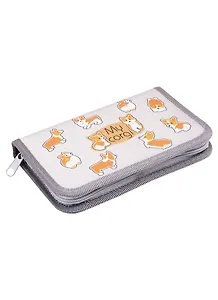 Пенал 1отд. Корги паттерн 19*13, кожзам, голография, Оникс