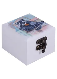 Шкатулка с зеркалом Енот с печенькой (6,5х6,5х5) (дерево)