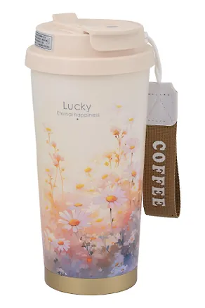 Термостакан Ромашки Lucky (пластик/металл) (600мл) (12-8999-202510-STB-74) 3135667