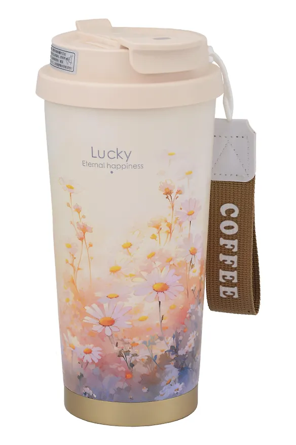 Термостакан Ромашки Lucky (пластик/металл) (600мл) (12-8999-202510-STB-74) 3135667 — 2