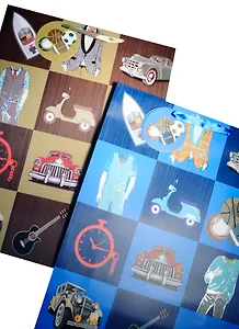 Пакет подарочный бумажный А3 31*42*12 "Мужские штучки", нейтр., мат. ламинат, Хансибэг