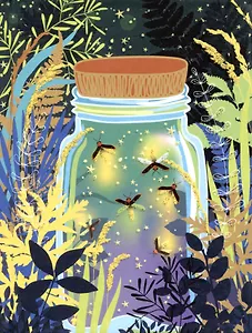 Книга для записей А6 64л кл. "Светлячки" 7БЦ, мат.лам, выб.лак, блестки «Золото», офсет