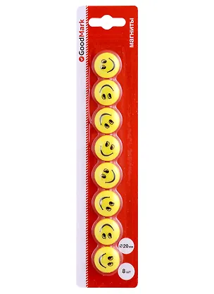 Магниты 8 штук 20мм "Смайлики", блистер, GoodMark 2969274