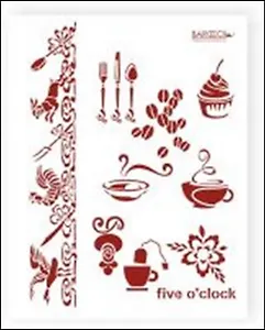 Трафарет пластиковый многоразовый Кухня файв о клок (20х25) (Л-076)