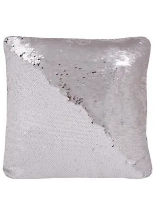 Подушка с пайетками белая с серебром (3870) (37х37) 2620751