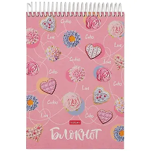 Блокнот А5 160л нелин. "Сладкоежка" трехцв.тонир.блок, пласт.спираль, мел.картон, УФ-лак 