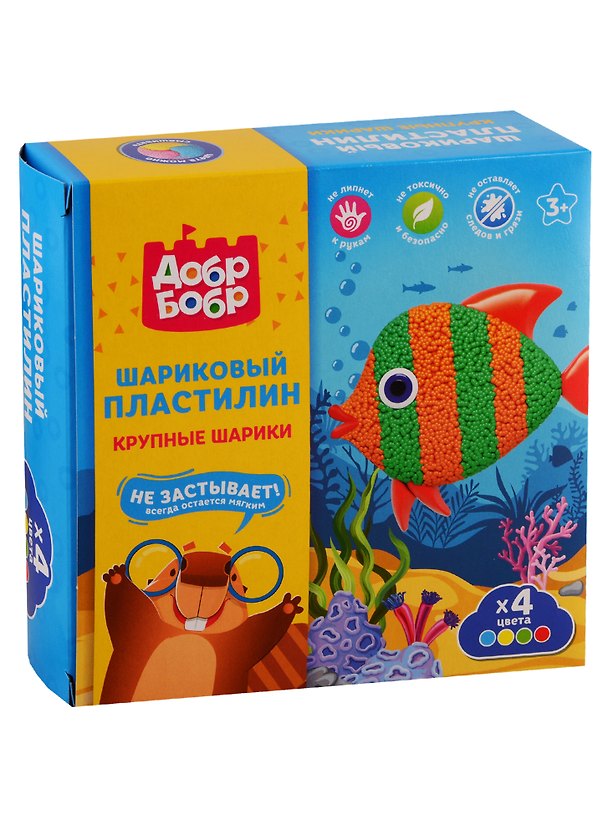 Шариковый пластилин «Крупные шарики», 4 цвета, ДобрБобр 2755256 — 1