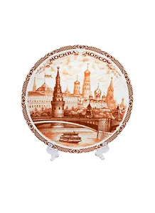 Тарелка Москва Панорама (фарфор цв. коричневый) (D15) (15-7BR-17)