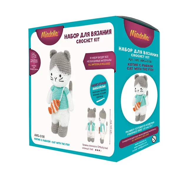 Набор для вязания "Miadolla" "Котик с рыбкой" (AMG-0156) 3148986 — 1