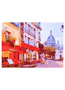 Холст с красками по номерам 22х30см ТМ Рыжий кот Французская уютная улочка (14цв.) HS111