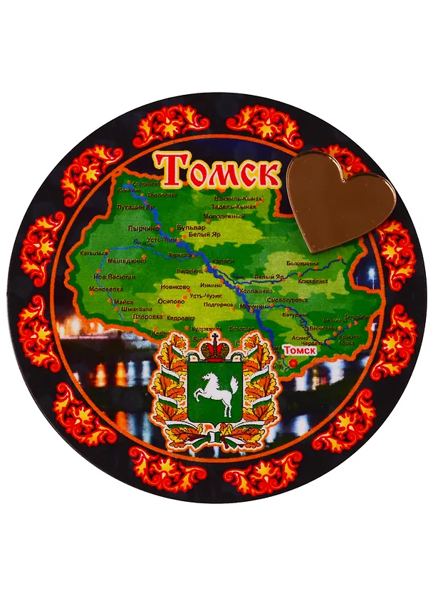 ГС Магнит Томск Карта-тарелочка (дерево с фурнитурой ) (7,5см) 2738957 — 1