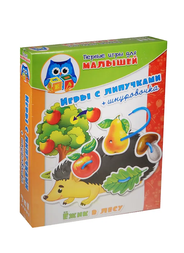 Игра, ТМ Vladi Toys, Первые игры для малышей Игры с липучками+шнуровочка  Ёжик в лесу, Мультиколор 2488039 — 1