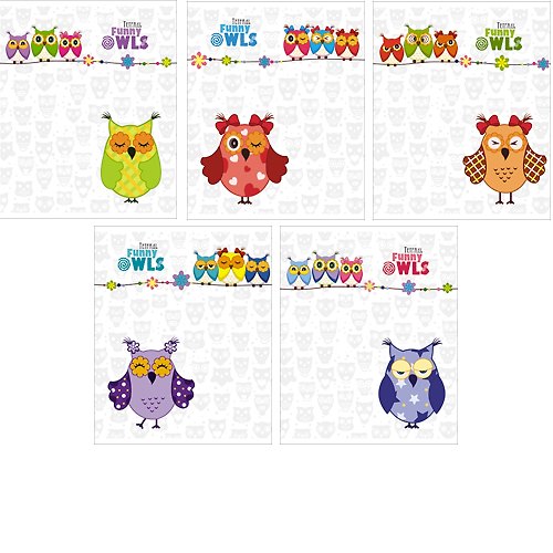 Тетрадь 48л кл. "Веселые совы (Funny owls)" офсет, твин-лак, ассорти, Unnika 227778 — 1