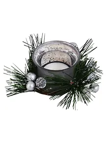 Подсвечник "Сосновый букет", серебяный, 11.3 х 5.5 см