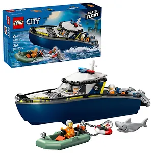 60456 Конструктор детский LEGO City Погоня на полицейском катере, 264 деталей, возраст 6+