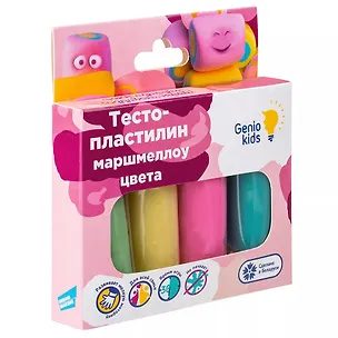 Набор для детской лепки ТМ Genio Kids-Art. Тесто-пластилин "Зефирные цвета", 4 цвета (120 г) 2861847