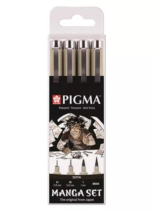 Ручки капиллярные черные 04шт "Pigma Micron Manga" — 258673 — 1