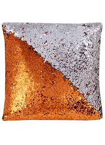 Подушка с пайетками красно-золотая с серебром (Р3400) (37х37)