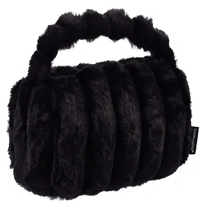 Косметичка с объёмной ручкой «Полоски» (черная) (плюш) (23х14см)