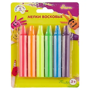 Восковые мелки «Рисовашка», 6 цветов